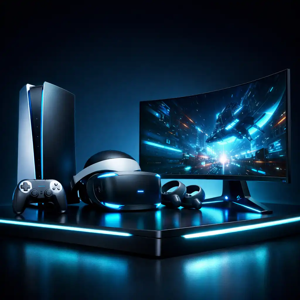 Stoisko z najnowszym sprzętem gamingowym na targach technologicznych
